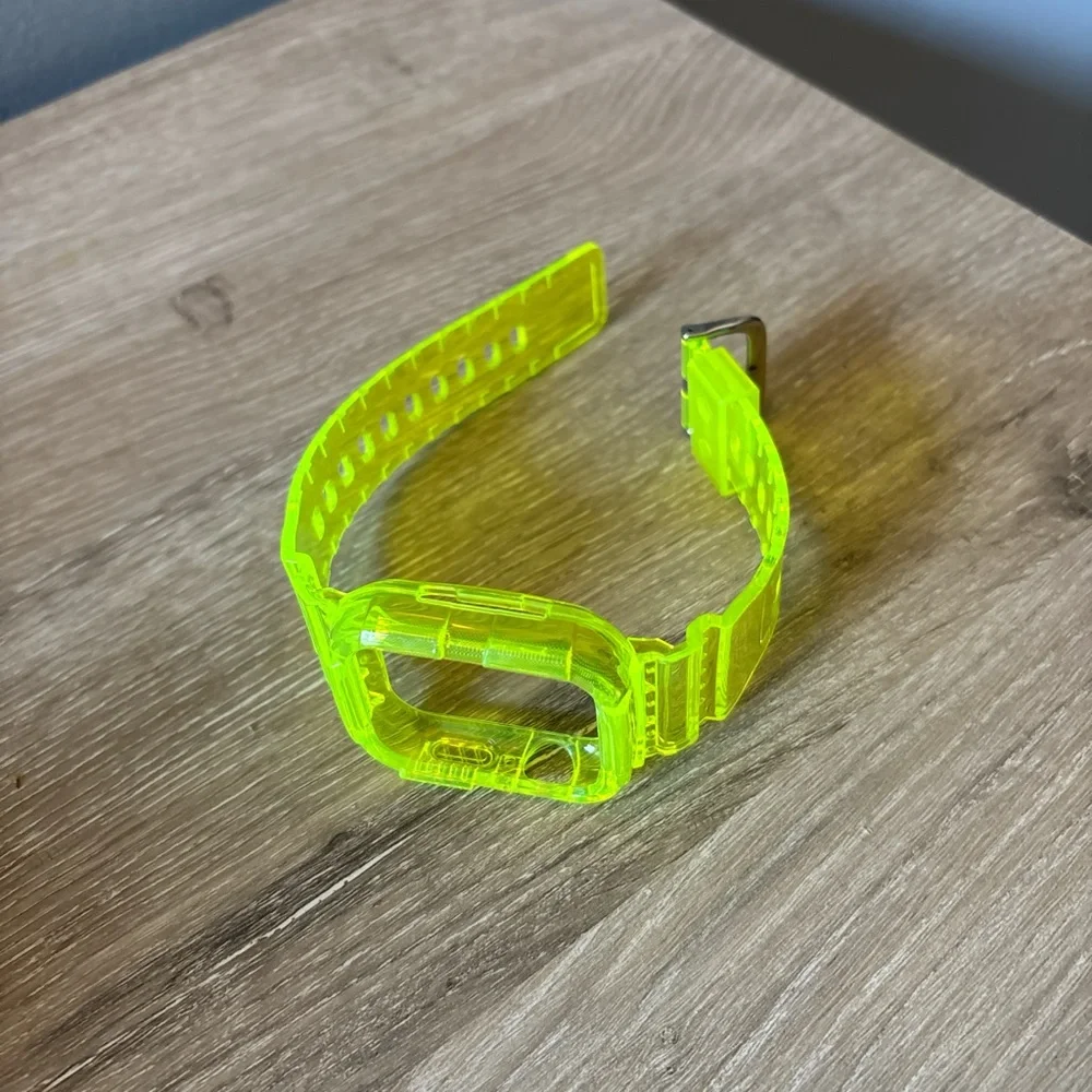 Neon green yellow Apple Watch replacement band and case